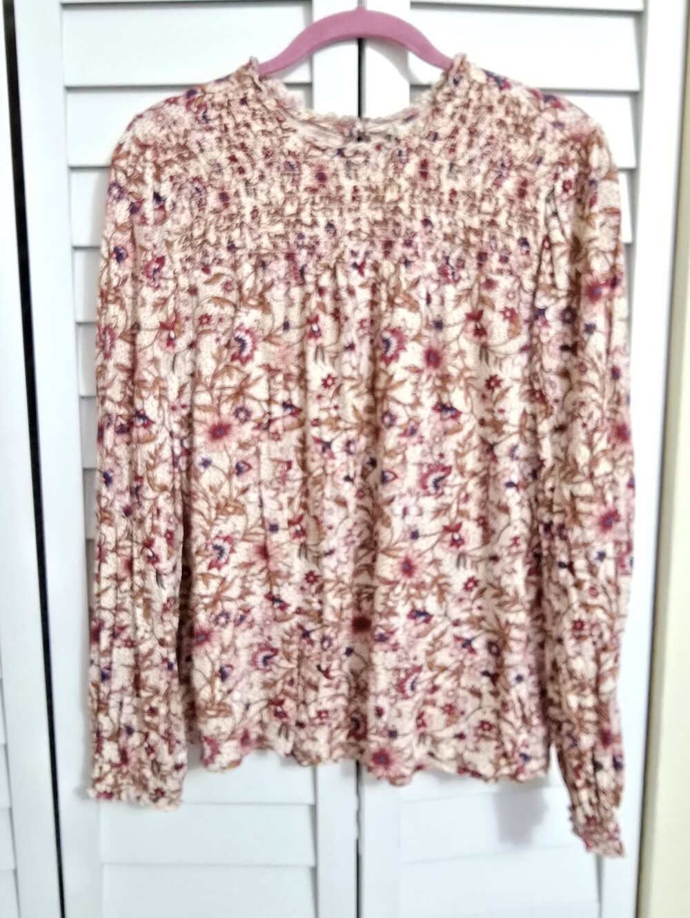 Lucky Brand Smocked Top Floral Fall Pattern - Picture 3 of 7
